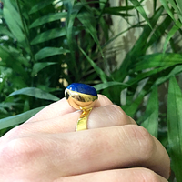 Signed Jens Asby Lapis and Yellow Gold Ring