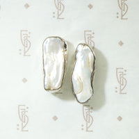 Silver Encased Baroque Pearl Studs