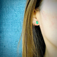 Vivacious Pear Cut Emerald Studs in Platinum