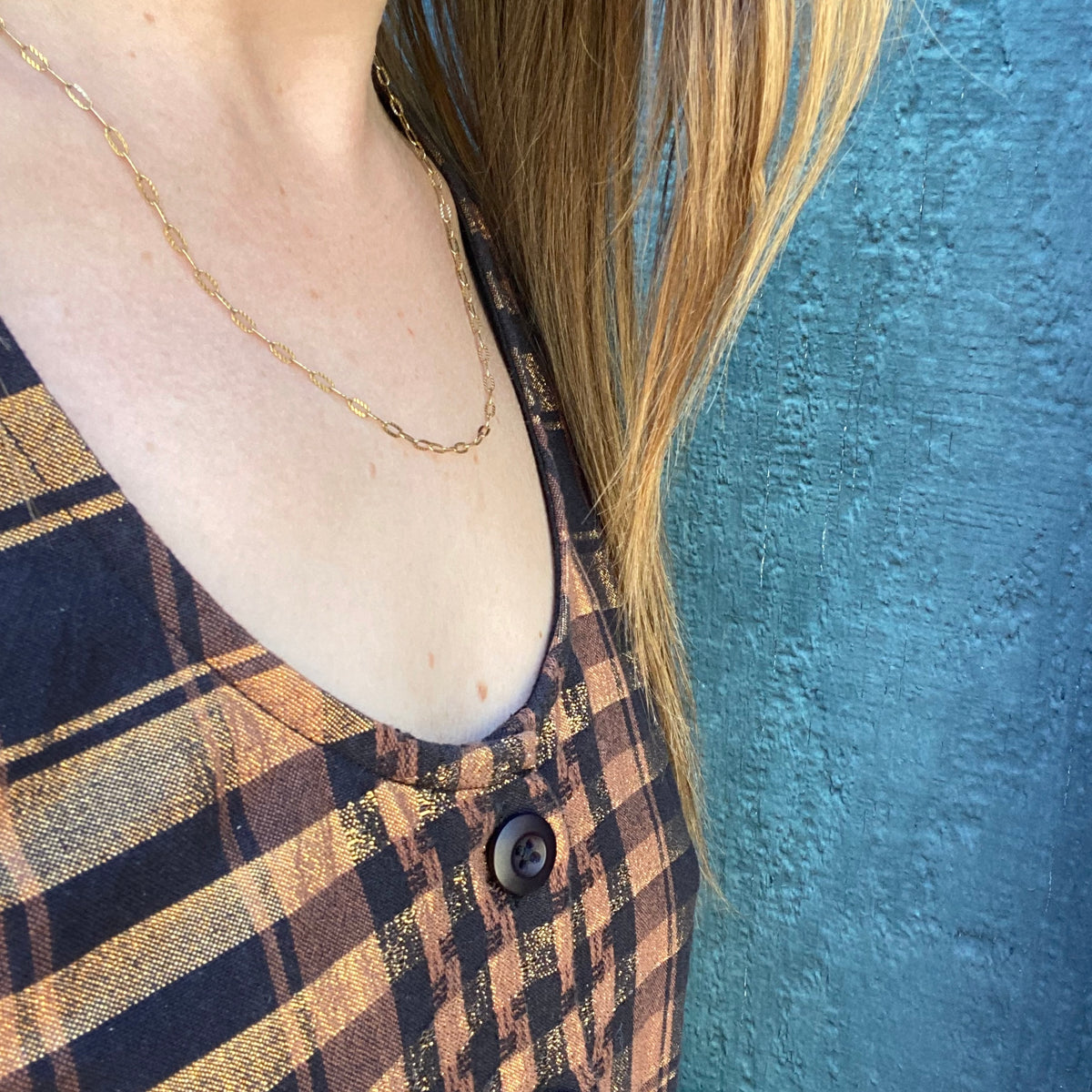 Textured Oval Link Vermeil Chain