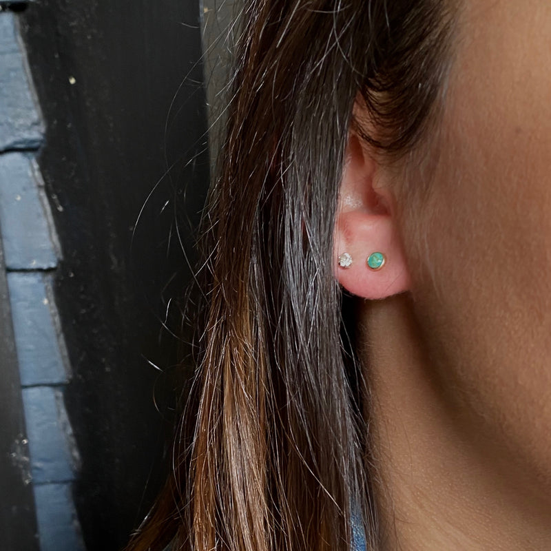 Small Vintage Turquoise Studs in Recycled Gold