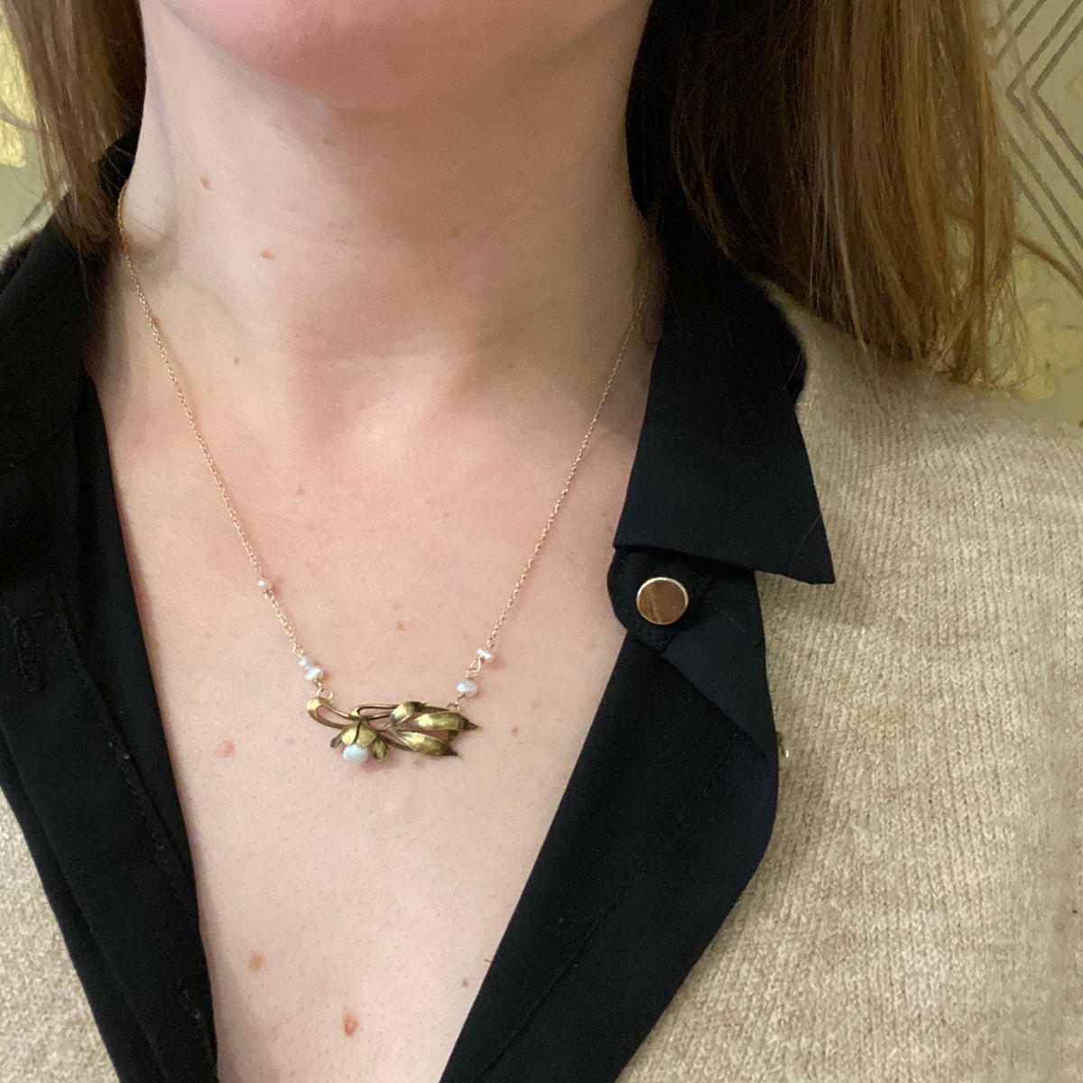 Art Nouveau Gold & Pearl Necklace by brunet