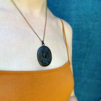 Exquisite Jet Cameo on Gutta Percha Pendant