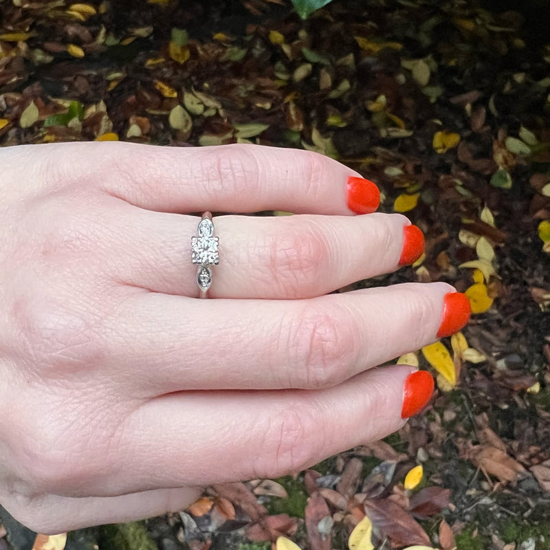 Perfect Platinum Diamond Vintage Engagement Ring