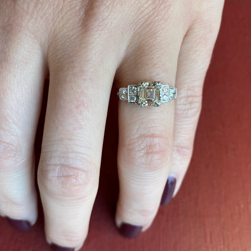 Stunning Step Cut Diamond Platinum Ring
