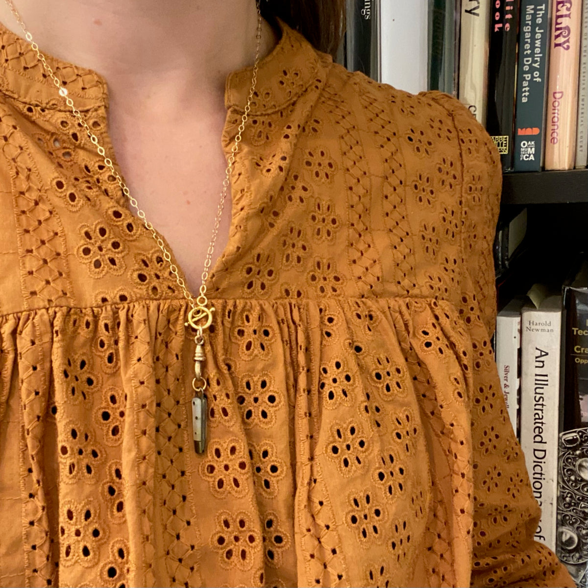 Mother of Pearl & Brass Tiny Knife Necklace