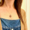 Lovely Engraved Quatrefoil Pendant with Sapphire & Pearl