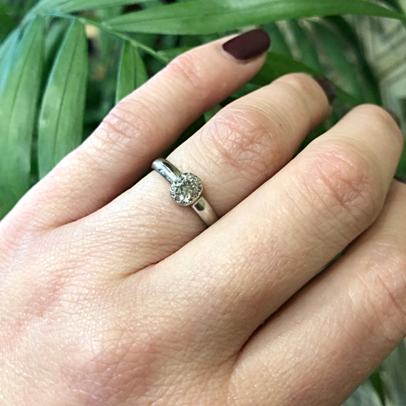The Chunky Mine Cut Diamond Ring in Platinum by GSL