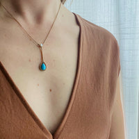 Antique Gold Necklace with Pearl & Turquoise Drop