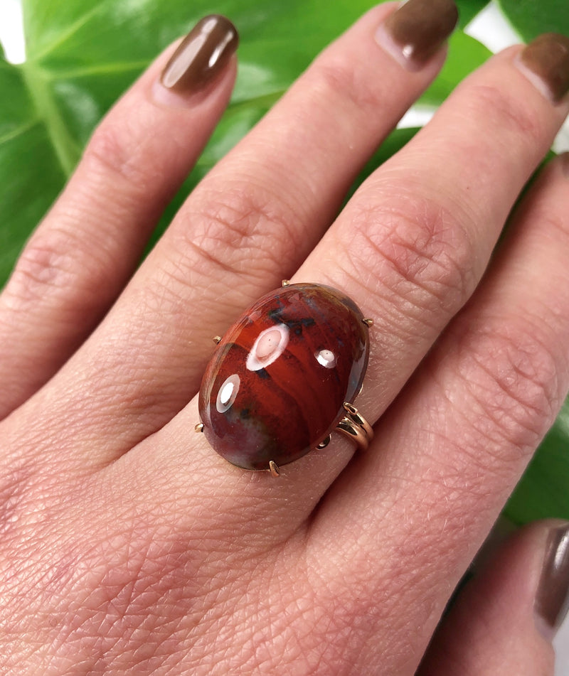 Big Gold Vintage Jasper Ring