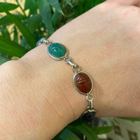 Sterling Silver Vintage 1950's Stone Scarab Bracelet
