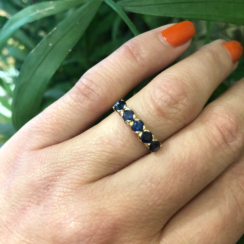 Antique Rose Gold Blue Sapphire Band