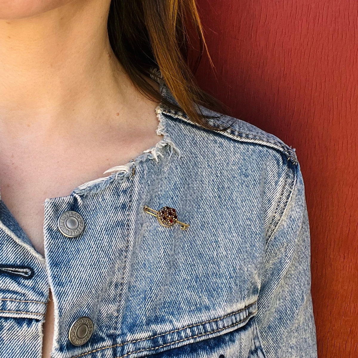 Flower Garnet Cluster in 14k Gold Brooch