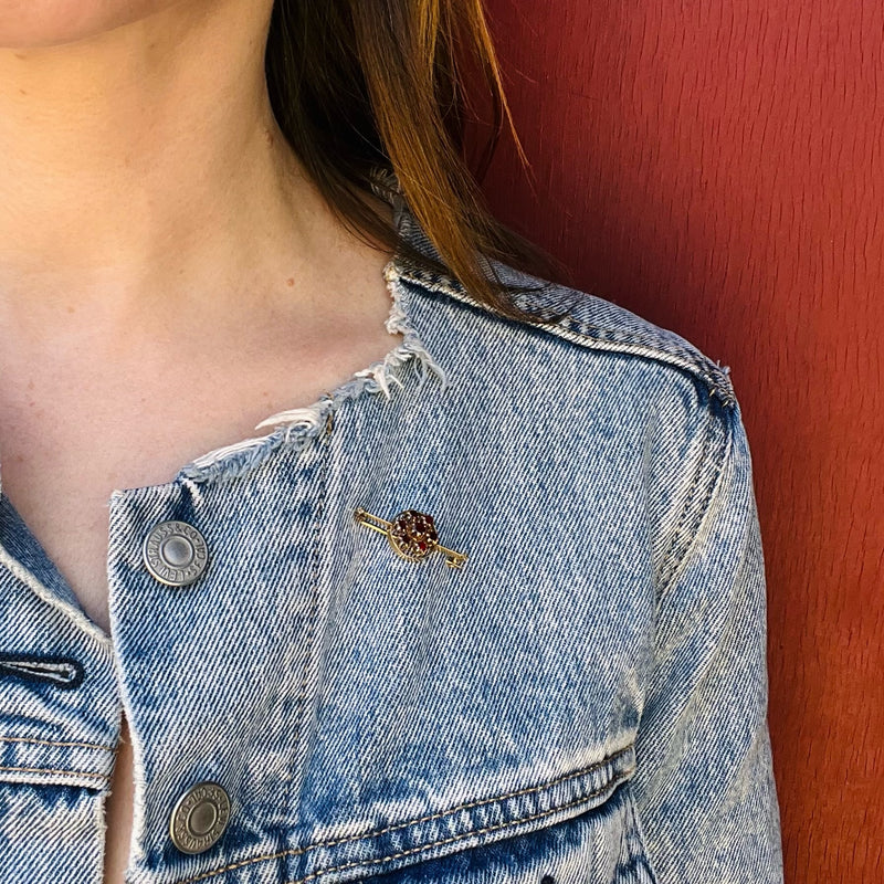 Flower Garnet Cluster in 14k Gold Brooch
