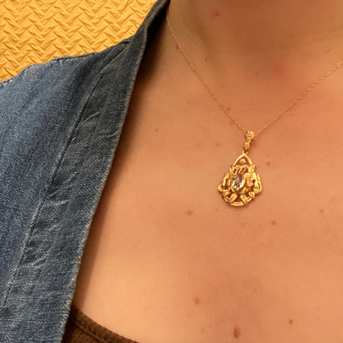 Aquamarine Dewdrop Floral Necklace