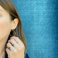 Edwardian Gold Filled Hoop Earrings with Turquoise