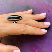 Snake & Arrow Onyx Ring in Silver