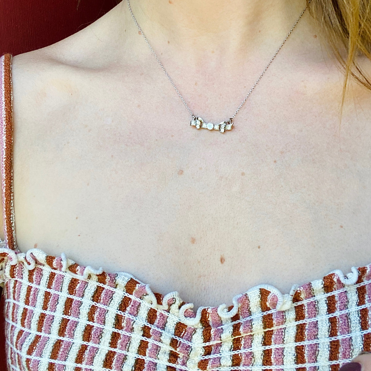 Pretty 1920s Diamond Set Bow Necklace