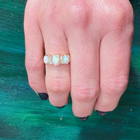 Victorian Three Opal Ring with Diamonds