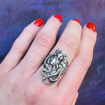Art Nouveau Woman's Profile Ring in Sterling