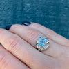 Aquamarine & Diamond Deco Cocktail Ring in Platinum