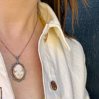 Classic Cameo in Deco Silver & Marcasite Necklace
