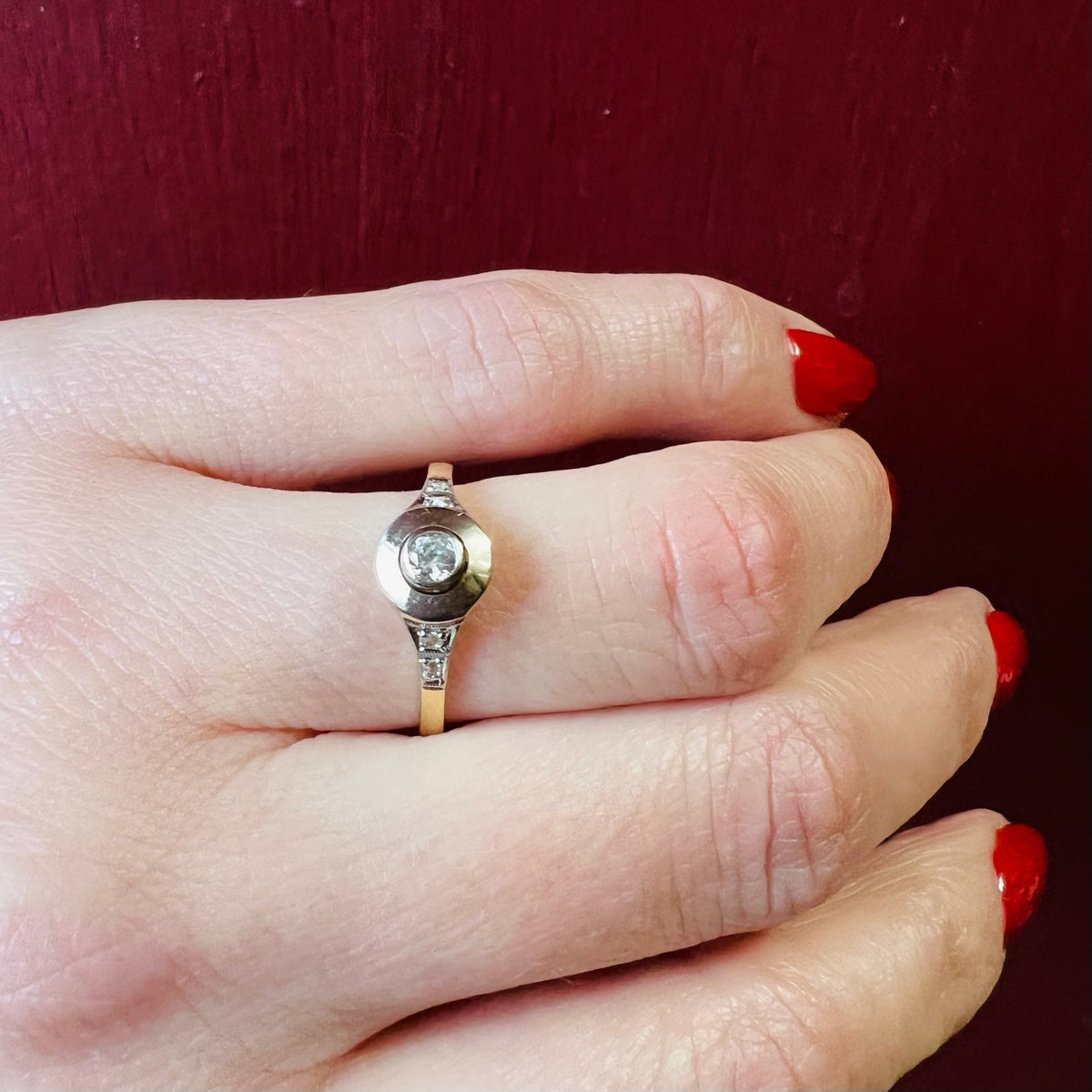 Platinum and Gold Target Engagement Ring