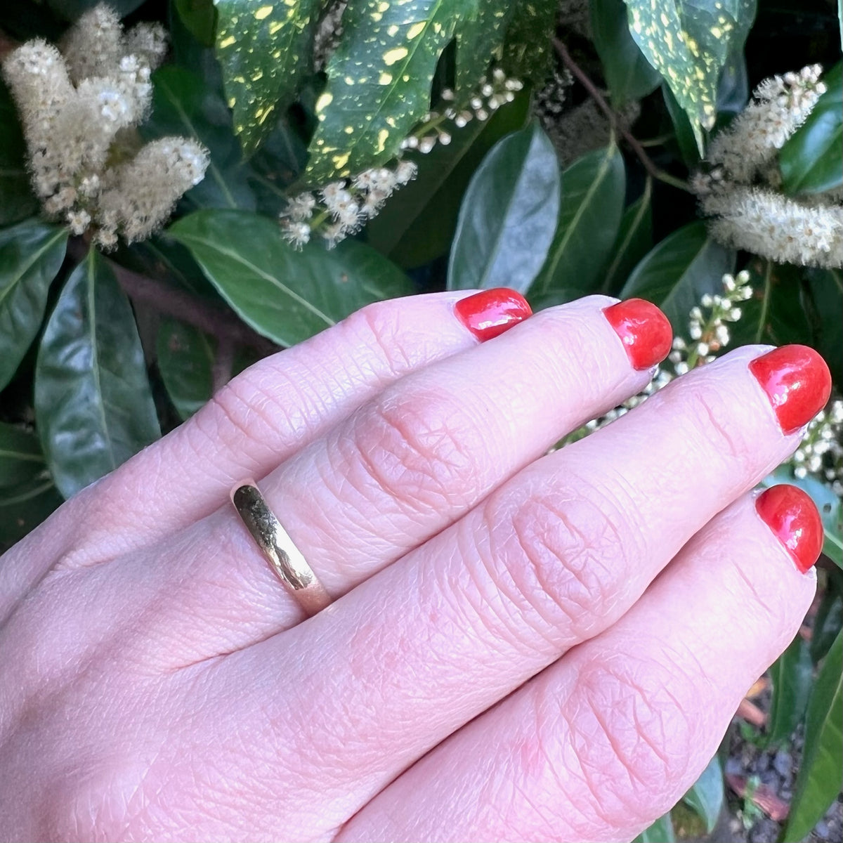 Slim Half Round Gold Wedding Band