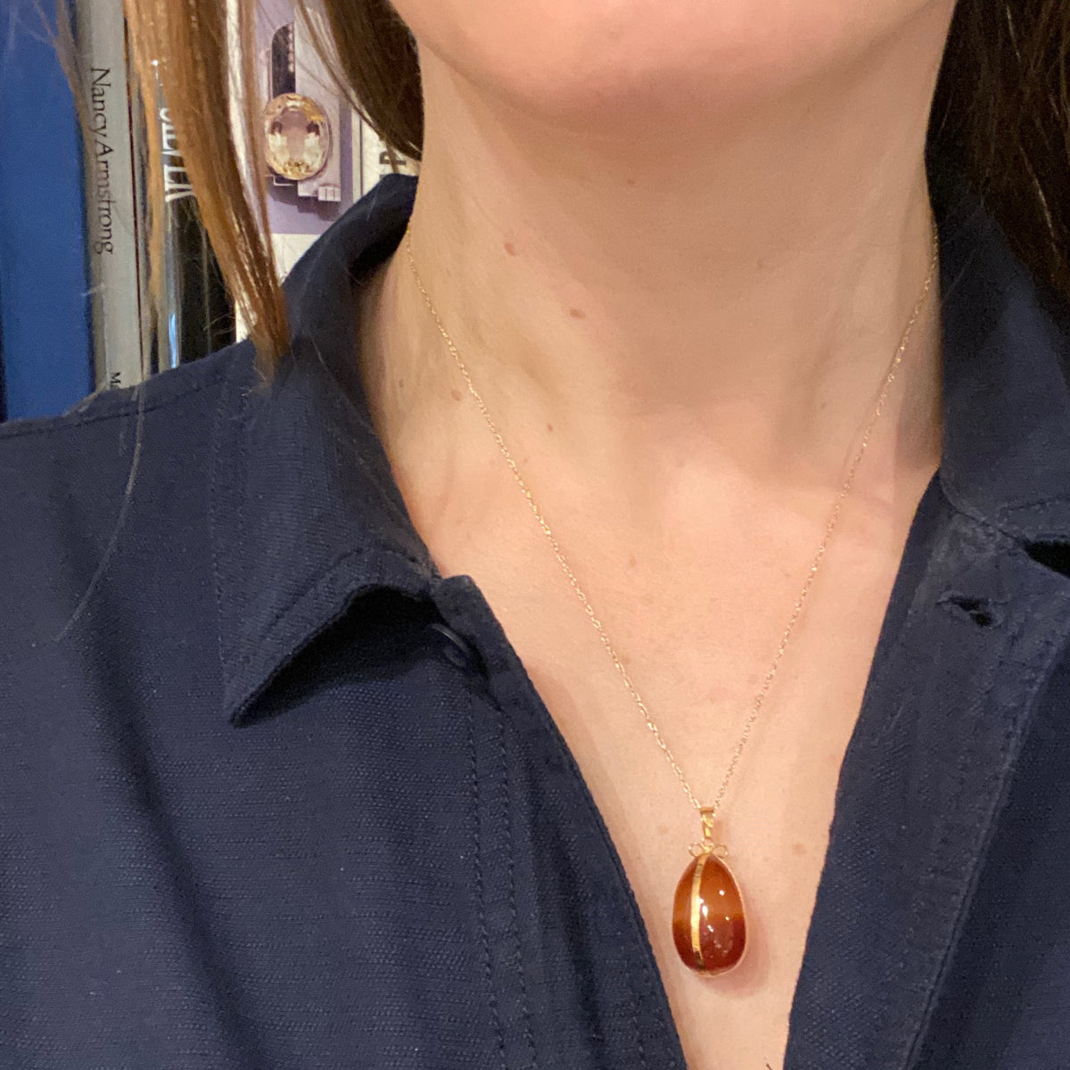 Agate Pendant Gift Wrapped in Gold Ribbon