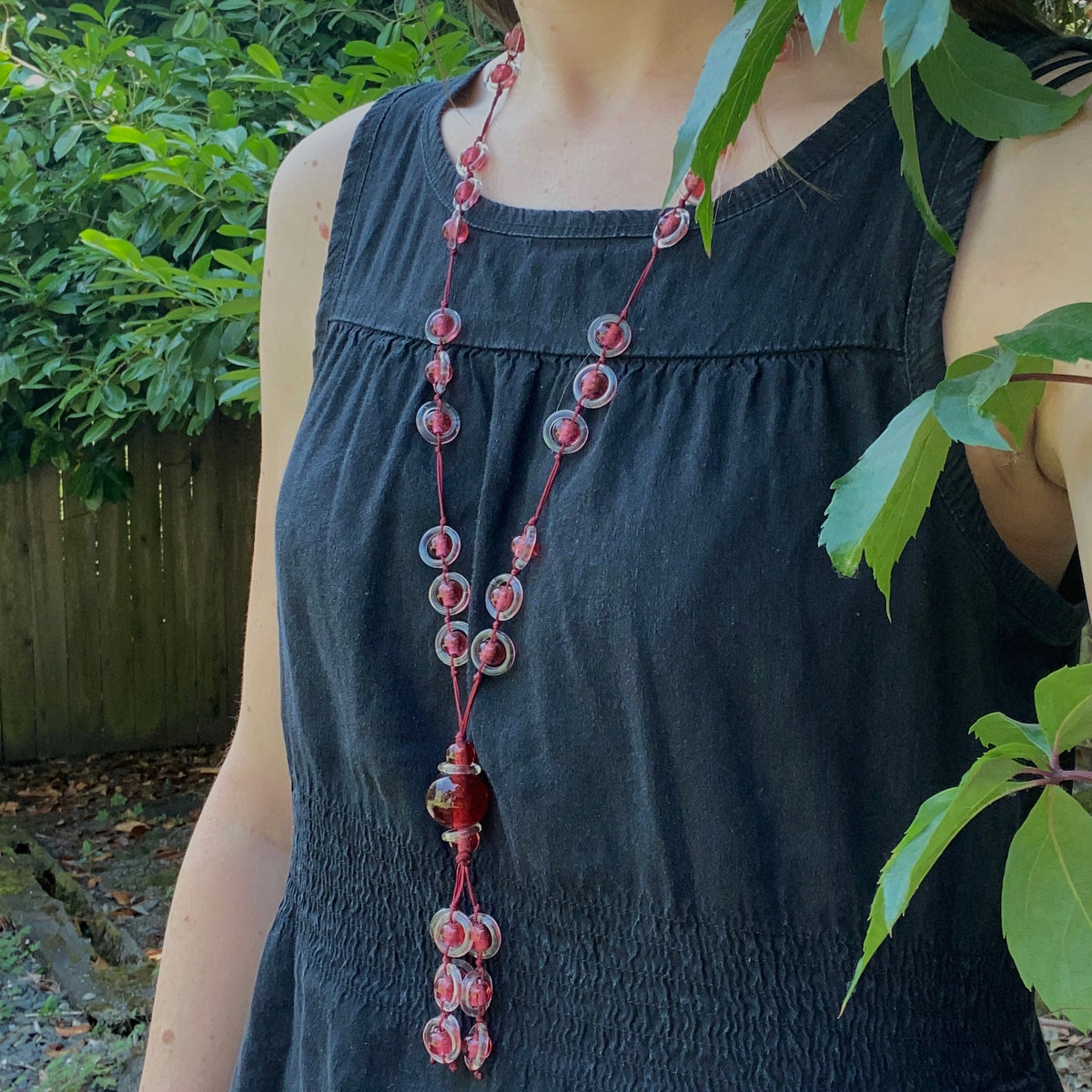 Fabulous Blood Red Peking Glass Bead Necklace
