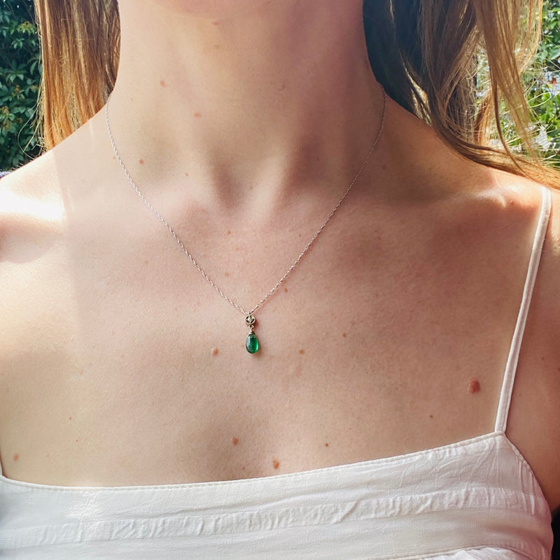 Diamond & Emerald Drop Necklace by brunet