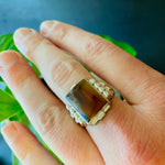 Mottled Carnelian Chunky Deco Sterling Ring