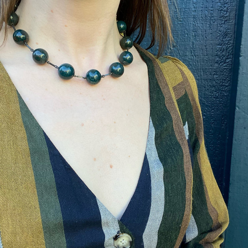 Dark & Dreamy Bloodstone Bead Necklace
