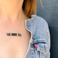 Sophisticated Moss Agate in Gold Banded Necklace