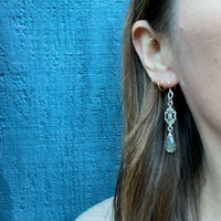Romantic Austro-Hungarian Silver & Labradorite Earrings by Brin