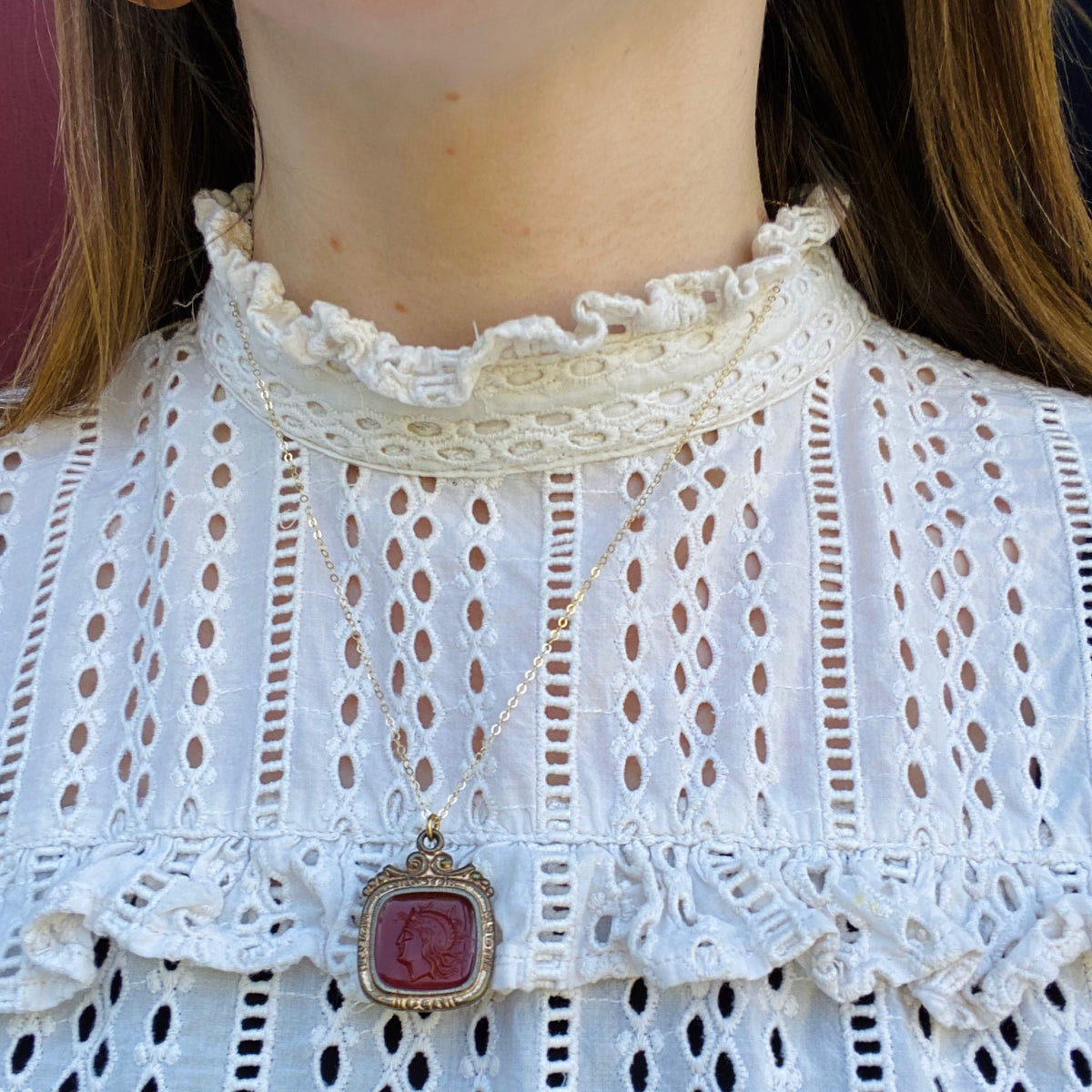 Victorian Moulded Glass "Cameo" Necklace