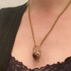 Gold Georgian Garnet Heart Lock Necklace