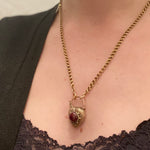 Gold Georgian Garnet Heart Lock Necklace