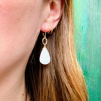 Romantic Moonstone and Hand Wrought Gold Earrings by Brunet