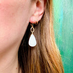 Romantic Moonstone and Hand Wrought Gold Earrings by Brunet