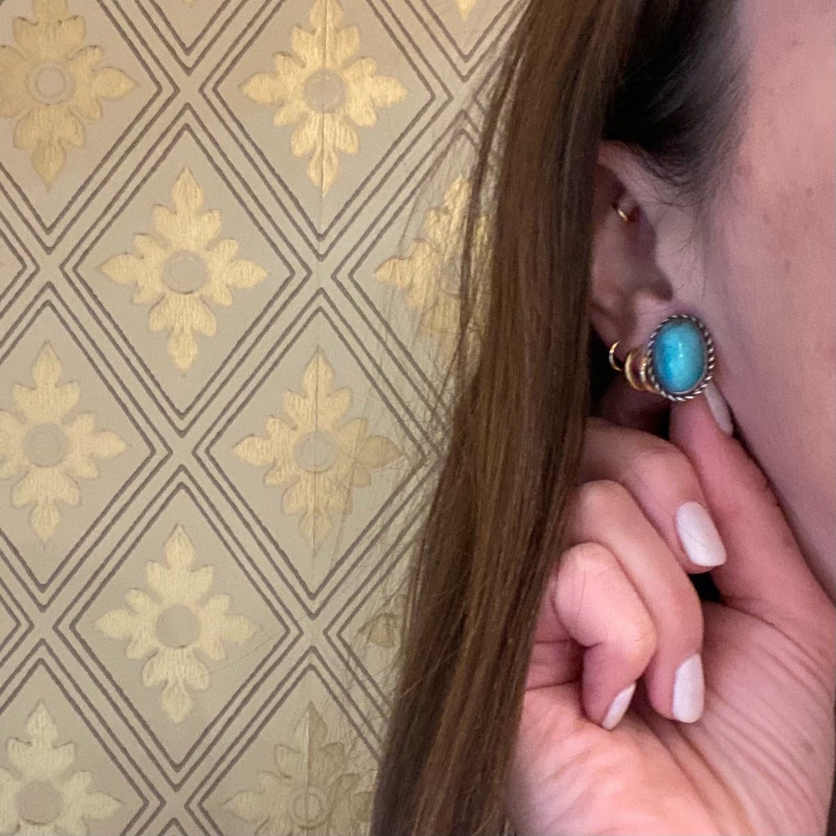 Robin's Egg Blue Turquoise Cabochon Earrings