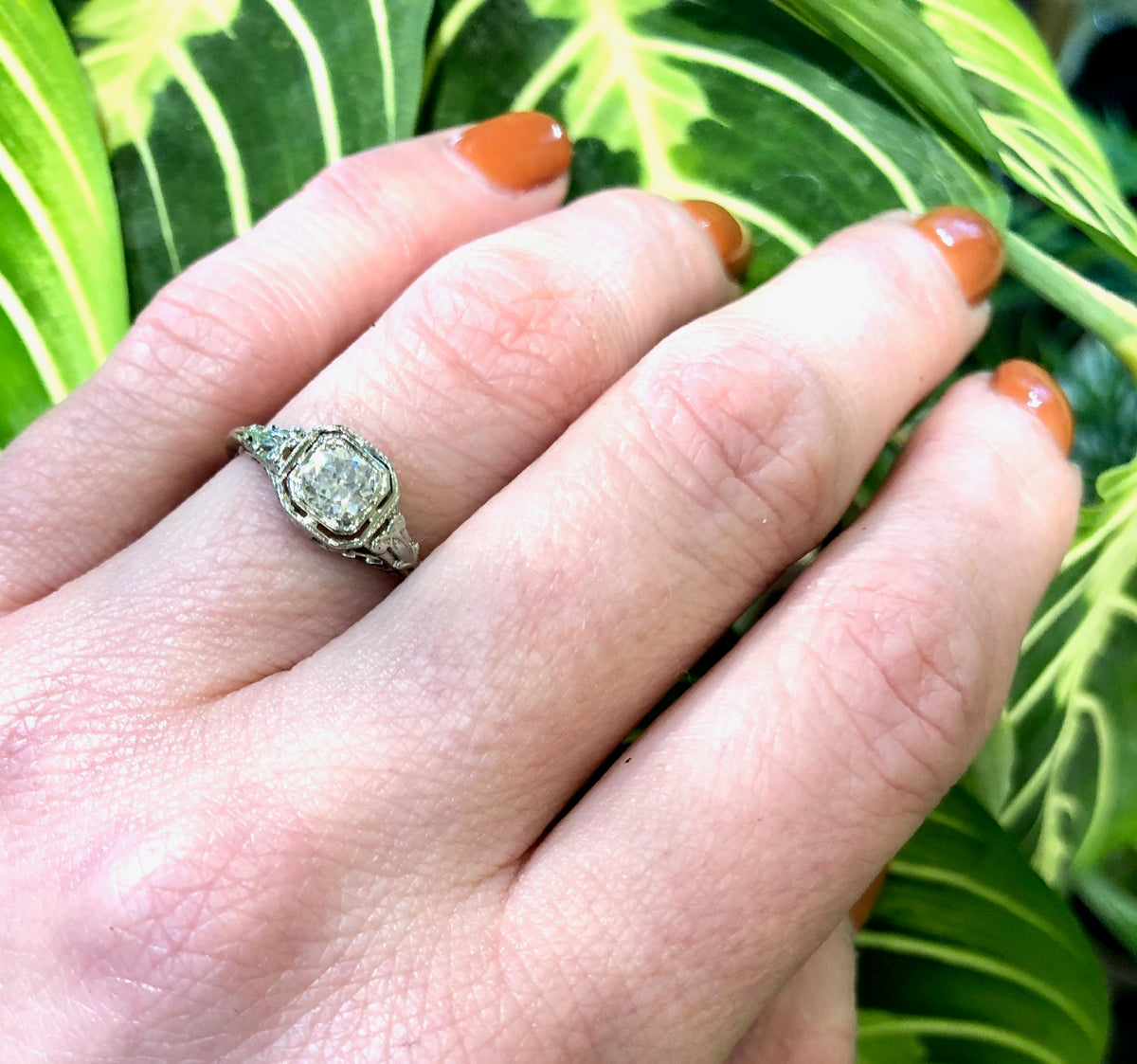 Perfect Deco Filigree Engagement Ring