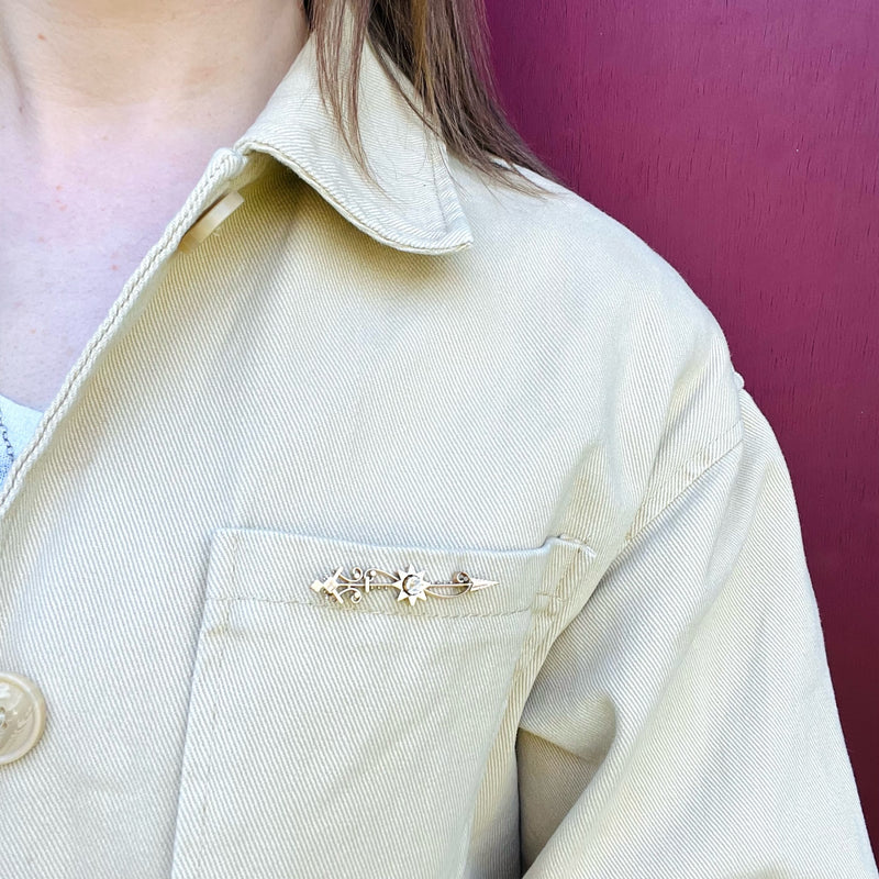 Elaborate Little Victorian Gold & Paste Brooch