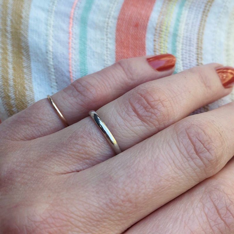Slim Platinum Half Round Wedding Band by F. Goldman