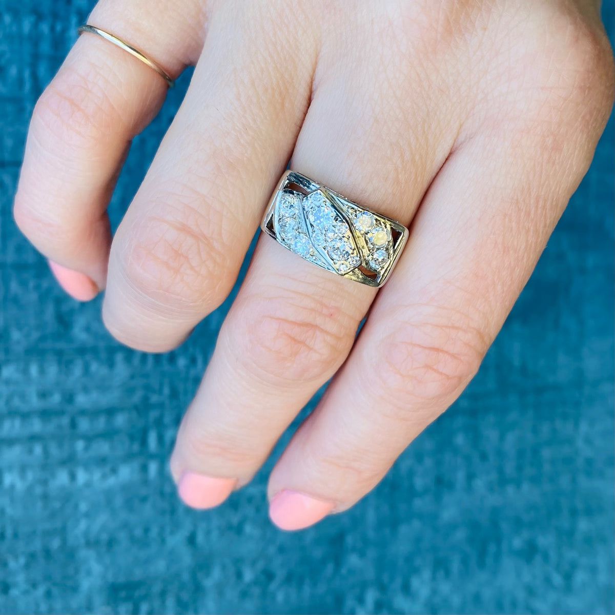 Unexpected Retro Diamond & White Gold Wedding Band