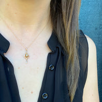 Delicate Lavalier Pendant with Opal & River Pearl