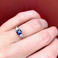 Bold 18k Yellow Gold Sapphire and Diamond Trilogy Ring