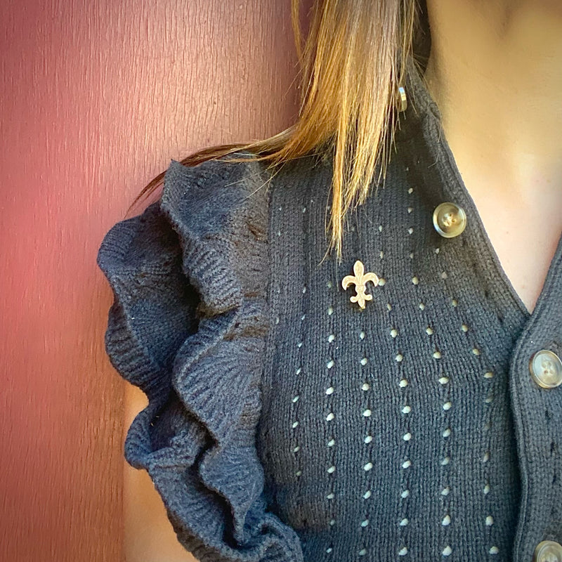 Engraved Fleur de Lis Chatelaine Pin by Shved & Cohen