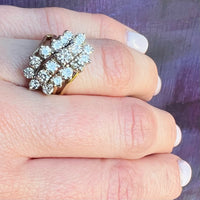 Swooping Diamond Cluster Ring in Gold