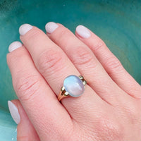 Lucent Moonstone in Gold Art Deco Ring